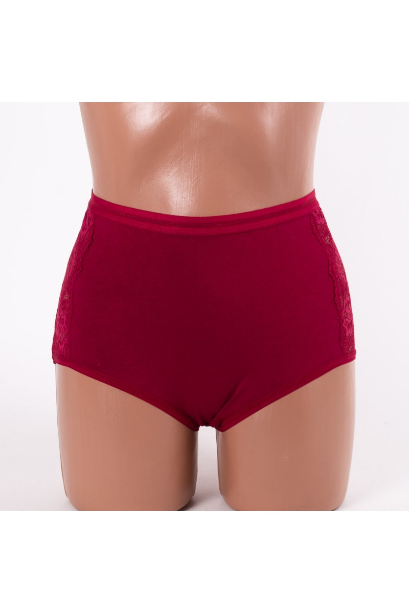 Жіночі труси бавовна підвищеної посадки Anttifu 9263 бордові 4256-1