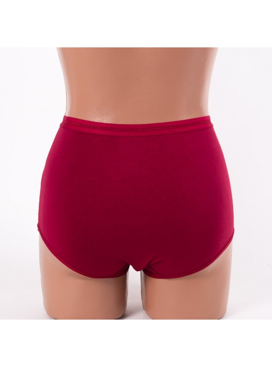 Жіночі труси бавовна підвищеної посадки Anttifu 9263 бордові 4256-1