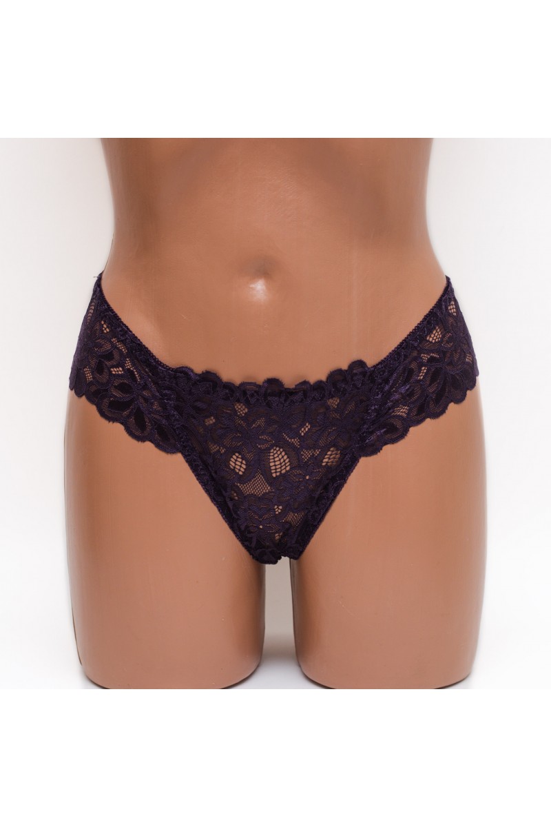 Женские кружевные трусики стринги Biweier 354 фиолетовые 3854-1