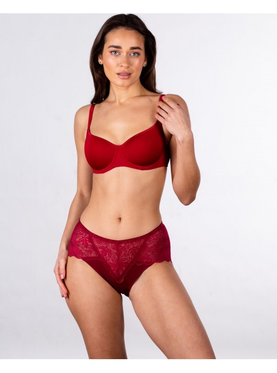 Трусики бавовна з мереживом Biweier 9298 бордові 4209-5