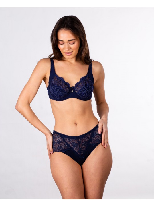 Трусики бавовна з мереживом Biweier 9298 сині 4209-6