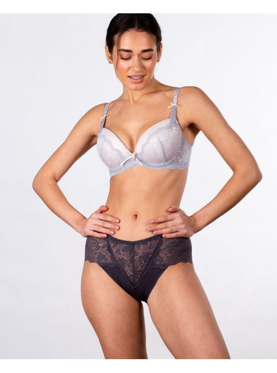 Трусики бавовна з мереживом Biweier 9298 сірі 4209-7 Трусики бавовна з мереживом Biweier 9298 сірі 4209-7