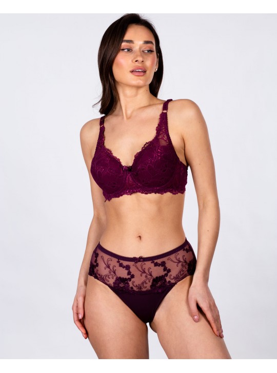 Жіночі труси мікрофібра з вишивкою Lanny mode 21775 марсала k3758-7