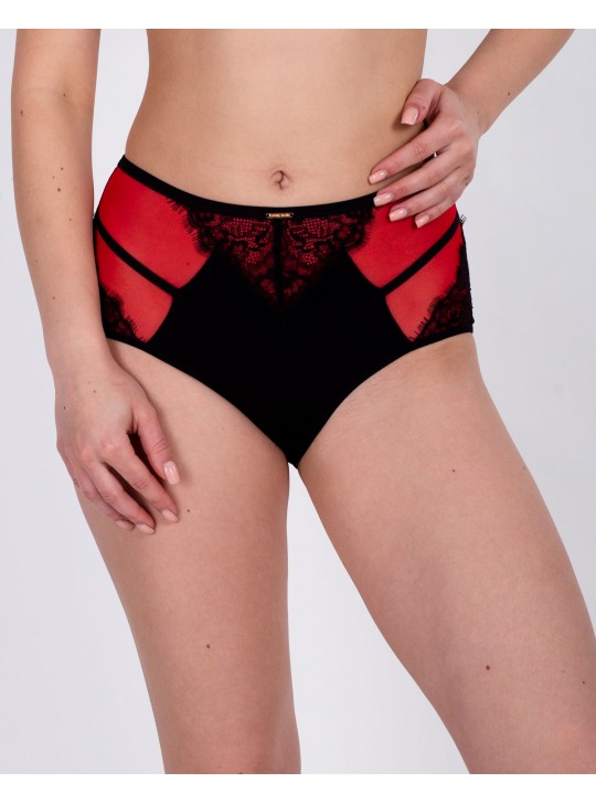 Трусики жіночі завищеної посадки мікрофібра Lanny 51828 чорні з червоним 4228-1