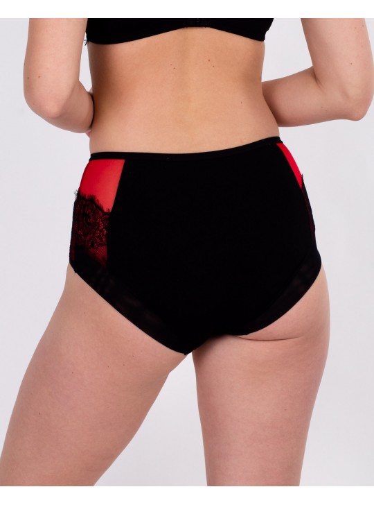 Трусики жіночі завищеної посадки мікрофібра Lanny 51828 чорні з червоним 4228-1