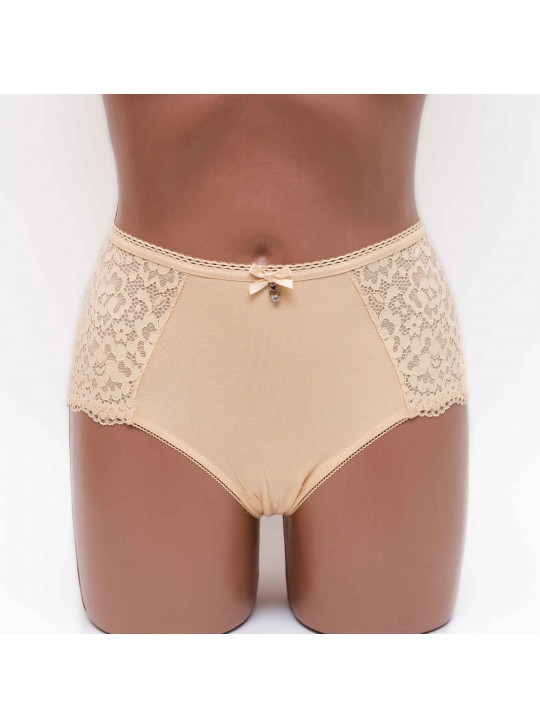 Жіночі бавовняні трусики високої посадки Lanny mode 55848 бежеві k3847-5