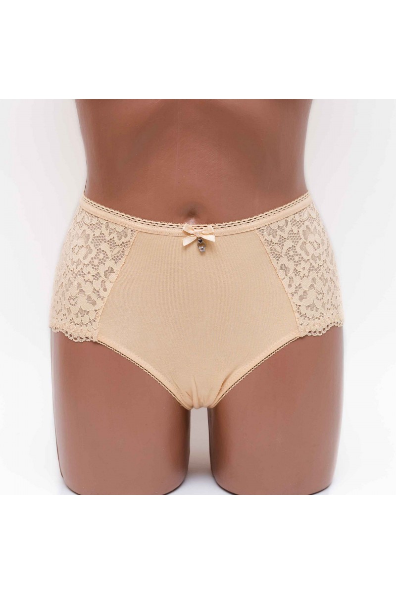 Жіночі бавовняні трусики високої посадки Lanny mode 55848 бежеві k3847-5