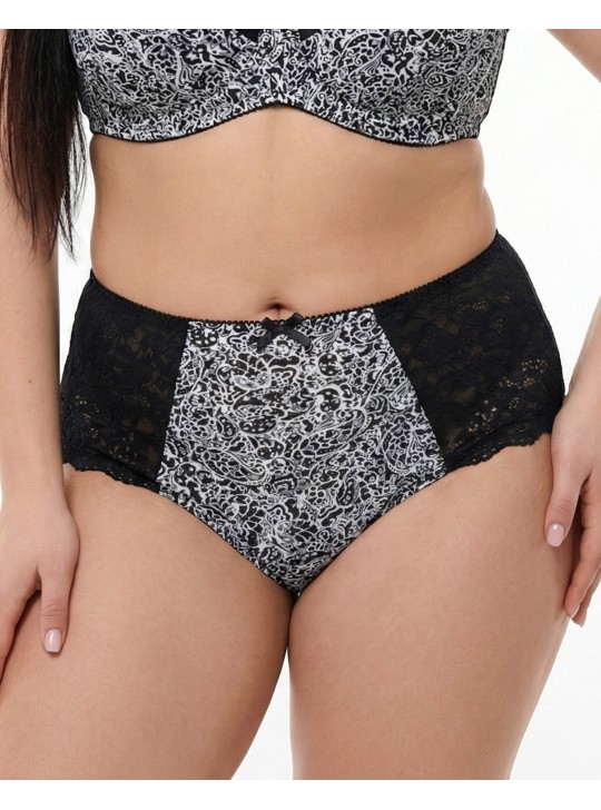 Жіночі бавовняні трусики високої посадки Lanny mode 55848 чорні з білим k3847-3