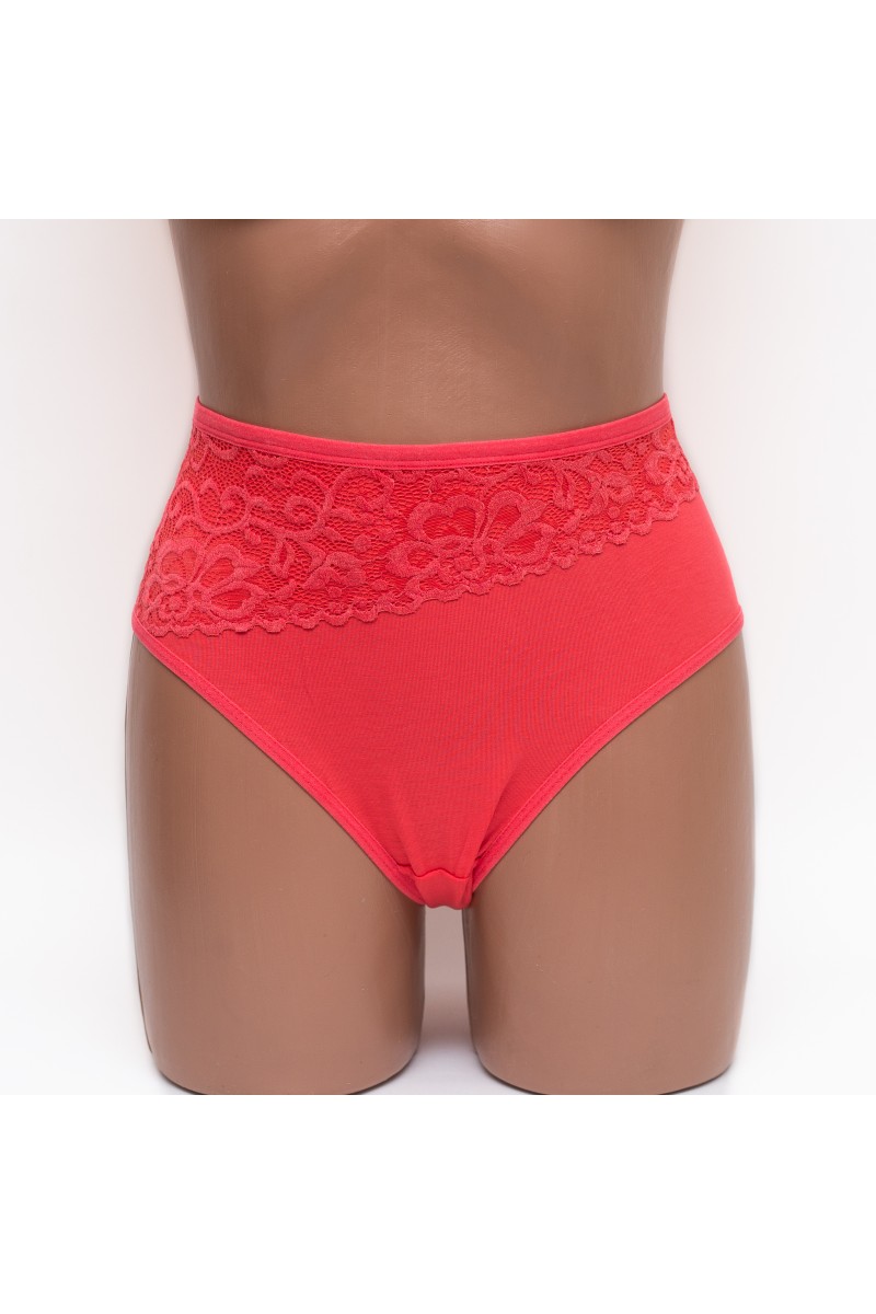 Трусики жіночі сліп бавовна з мереживом MDL 4003 коралові k3449-22
