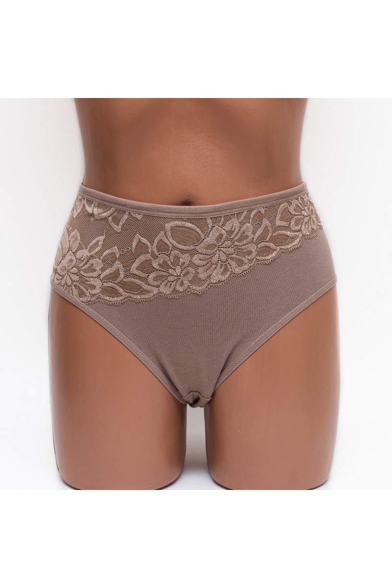 Трусики жіночі сліп бавовна з мереживом MDL 4003 капучино k3449-16