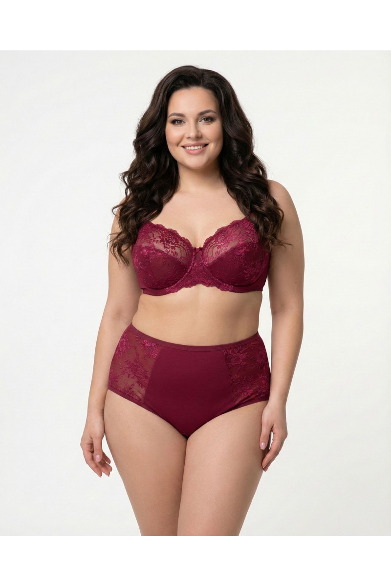 Жіночі труси бавовняні високої посадки Wiwi 5193 бордові 4456-2