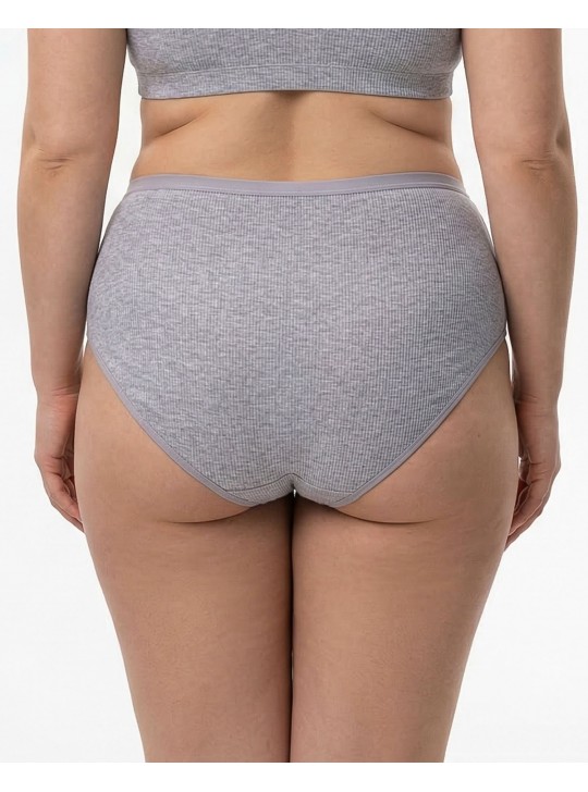 Жіночі труси завищеної посадки трикотаж-рубчик Wiwi 5203 сірі меланж 4468-11