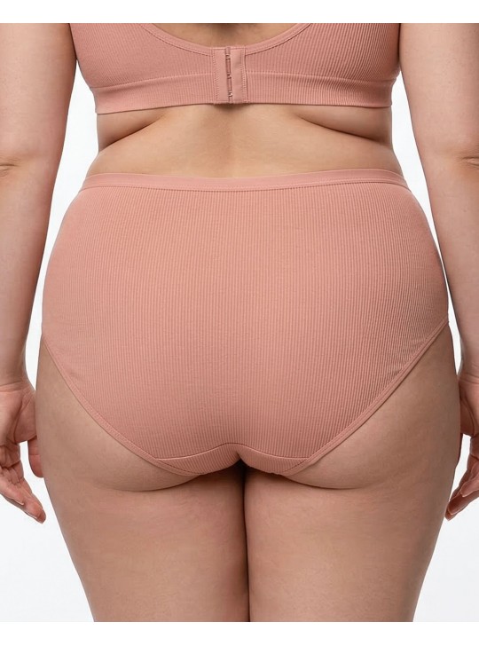Жіночі труси завищеної посадки трикотаж-рубчик Wiwi 5203 бежеві 4468-3