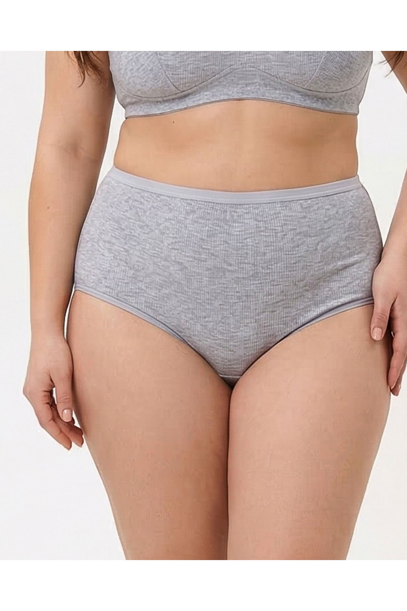 Жіночі труси завищеної посадки трикотаж-рубчик Wiwi 5203 сірі меланж 4468-11