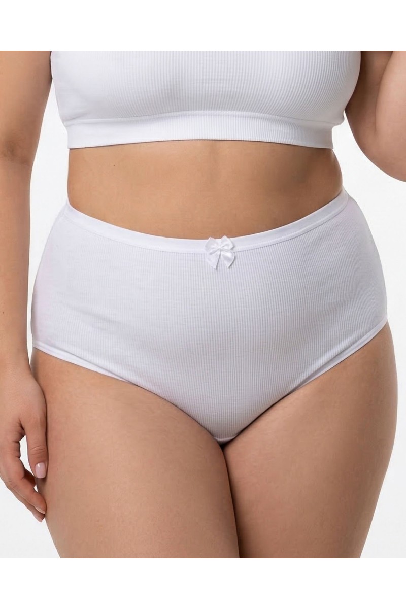 Жіночі труси завищеної посадки трикотаж-рубчик Wiwi 5203 білі 4468-2