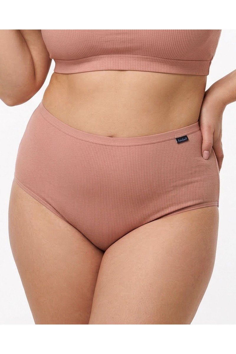 Жіночі труси завищеної посадки трикотаж-рубчик Wiwi 5203 бежеві 4468-3