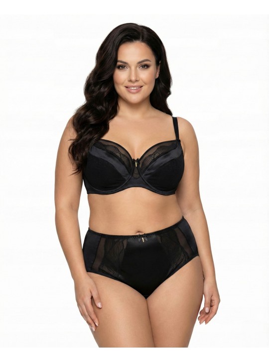 Жіночі труси атлас мікрофібра з вишивкою Wiwi 90012 чорні 4457-4