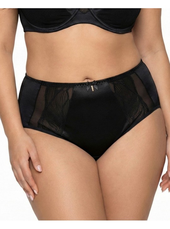 Жіночі труси атлас мікрофібра з вишивкою Wiwi 90012 чорні 4457-4