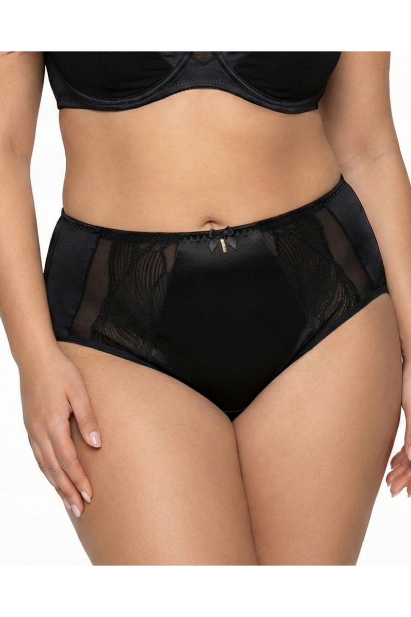 Жіночі труси атлас мікрофібра з вишивкою Wiwi 90012 чорні 4457-4