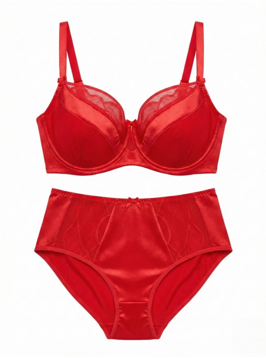 Жіночі труси атлас мікрофібра з вишивкою Wiwi 90012 червоні 4457-2