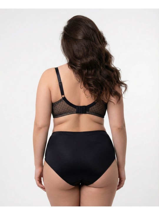 Жіночі труси атлас мікрофібра з вишивкою Wiwi 90012 чорні з бежевим 4457-3