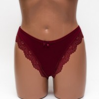 Трусики женские бразилиана хлопок ER and DO бордовые k3400-3