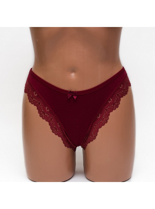 Трусики женские бразилиана хлопок ER and DO бордовые k3400-3