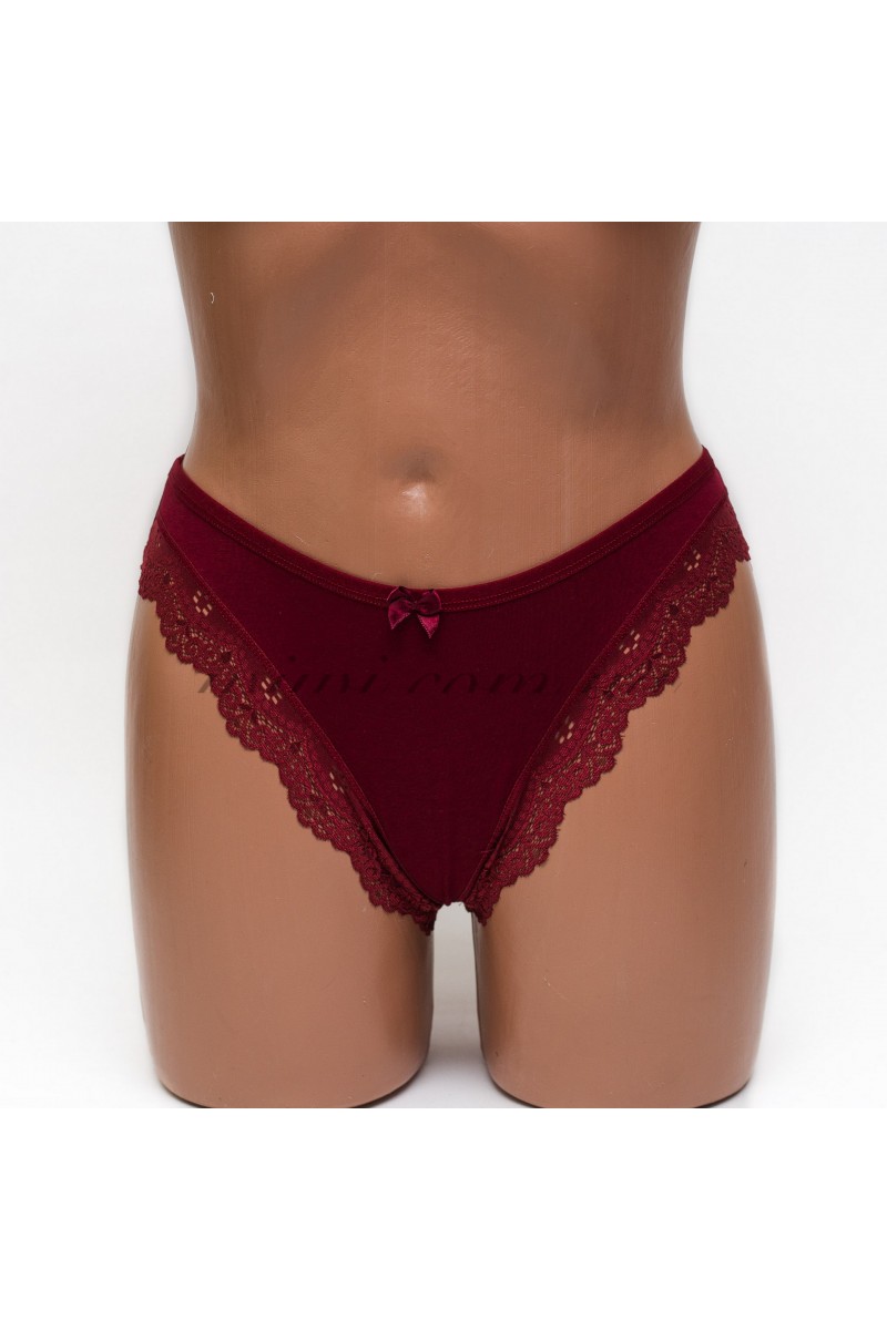 Трусики женские бразилиана хлопок ER and DO бордовые k3400-3