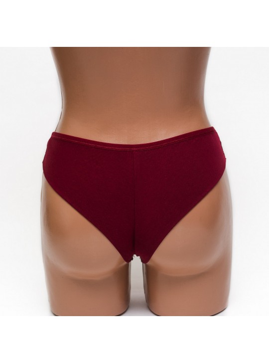 Трусики женские бразилиана хлопок ER and DO бордовые k3400-3