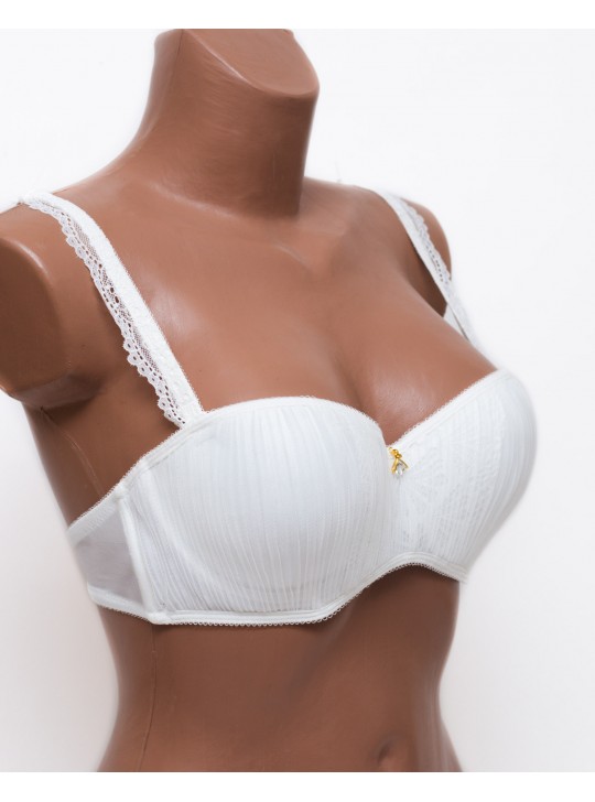 Бюстгальтер Анжелика балконет с плиссировкой Weiyesi 5627 молочный k5300-1