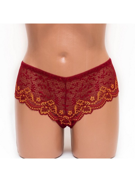 Трусики женские бразилиана кружевные Mia 197 бордовые k3384-1