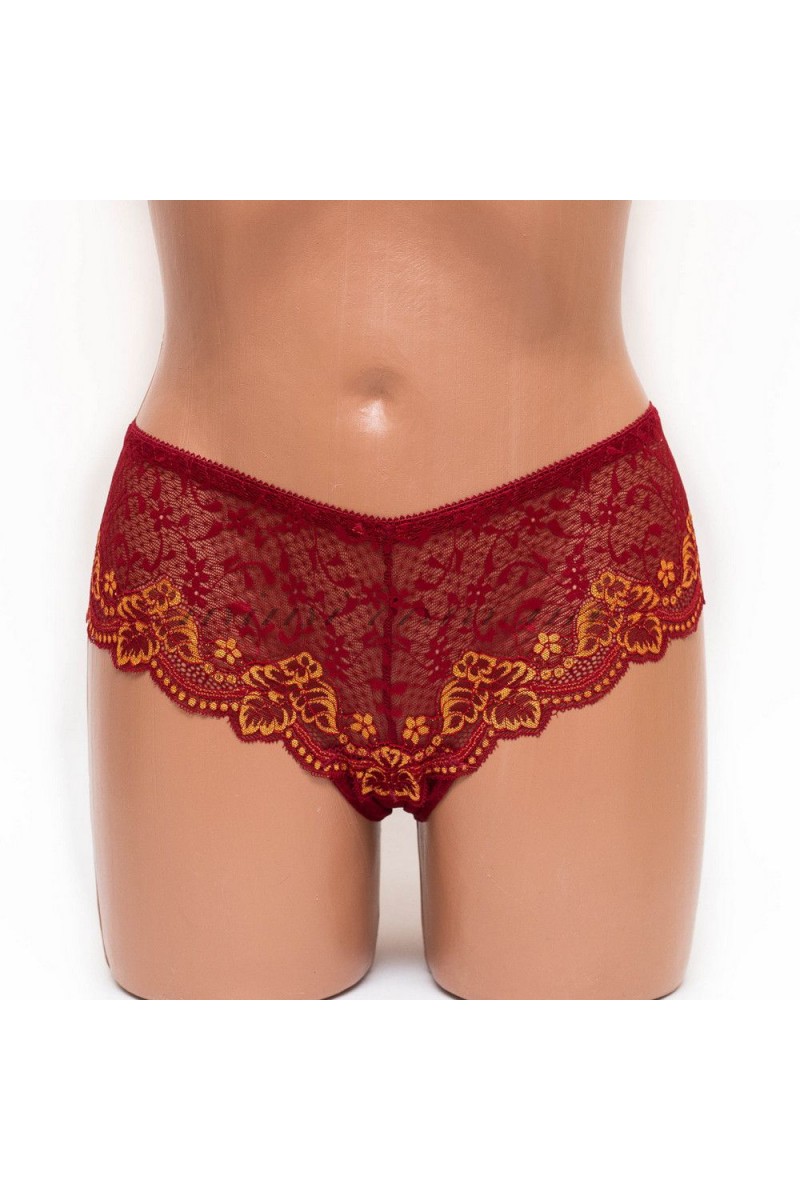 Трусики женские бразилиана кружевные Mia 197 бордовые k3384-1