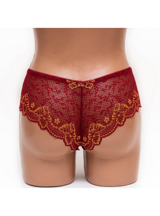 Трусики женские бразилиана кружевные Mia 197 бордовые k3384-1