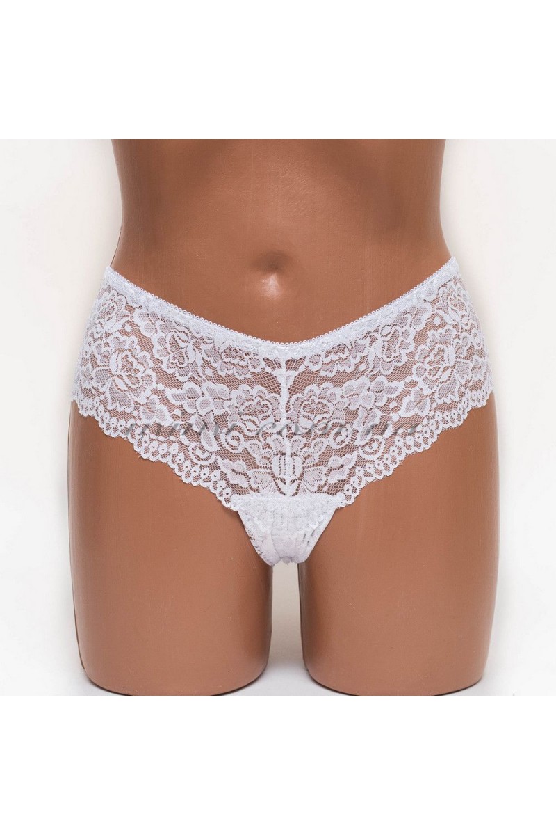 Трусики женские бразилиана кружевные Mia 197 белые k3384-2