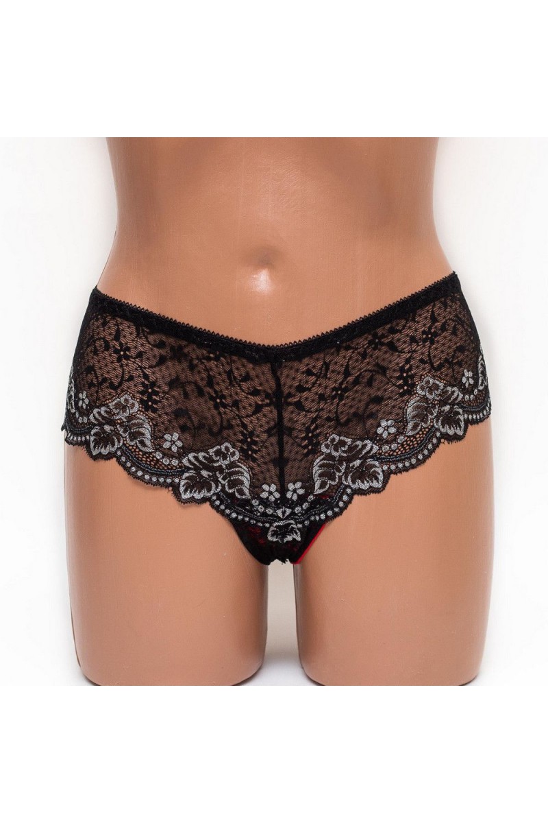 Трусики женские бразилиана кружевные Mia 197 черные k3384-3