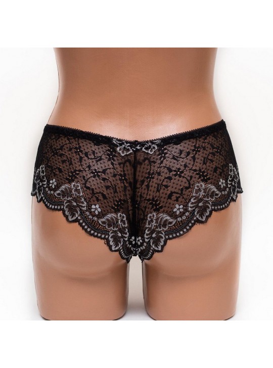 Трусики женские бразилиана кружевные Mia 197 черные k3384-3