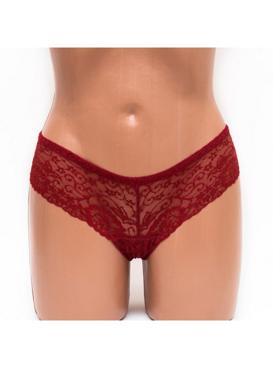 Трусики женские бразилиана кружевные Mia 197 бордовые k3384-4