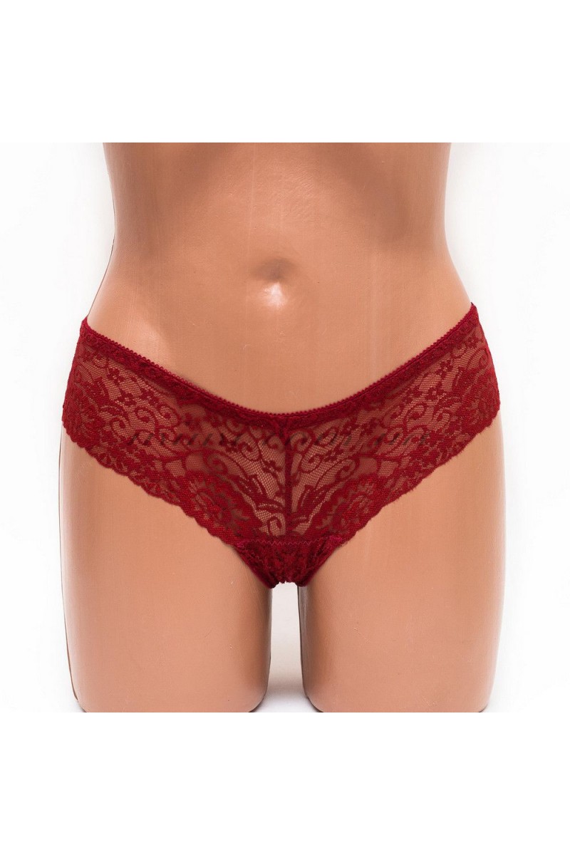 Трусики женские бразилиана кружевные Mia 197 бордовые k3384-4