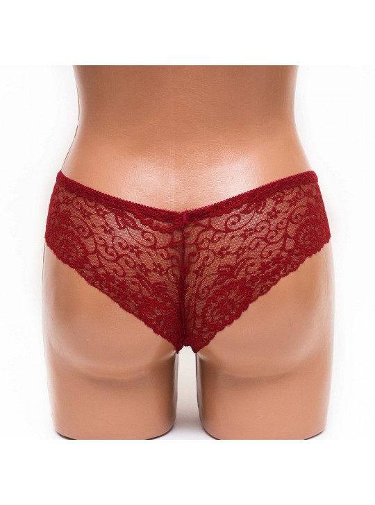 Трусики женские бразилиана кружевные Mia 197 бордовые k3384-4