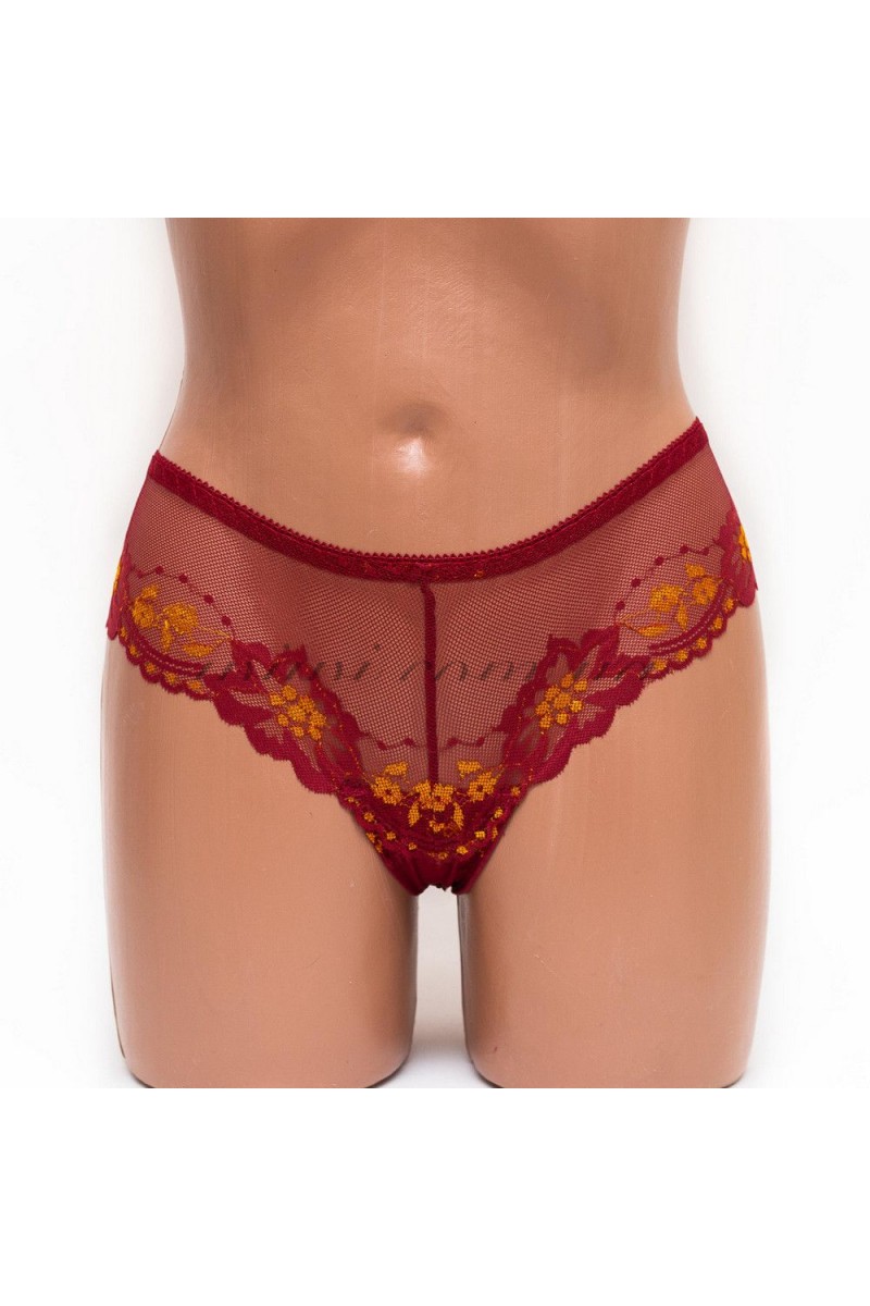 Трусики женские бразилиана кружевные Mia 197 бордовые k3384-5