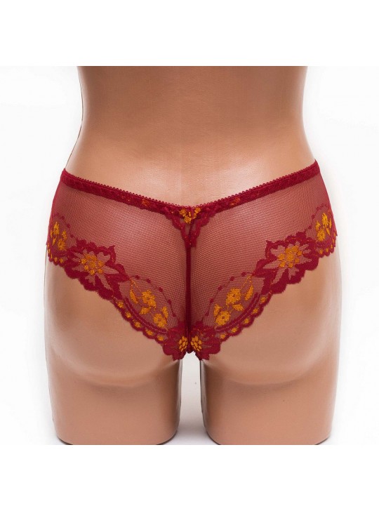 Трусики женские бразилиана кружевные Mia 197 бордовые k3384-5