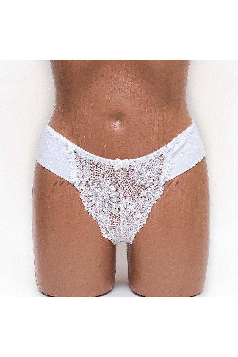 Трусики-бразилиана женские кружевные ER and DO белые k3404-2