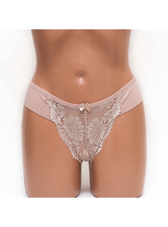 Трусики-бразилиана женские кружевные ER and DO бежевые k3404-3