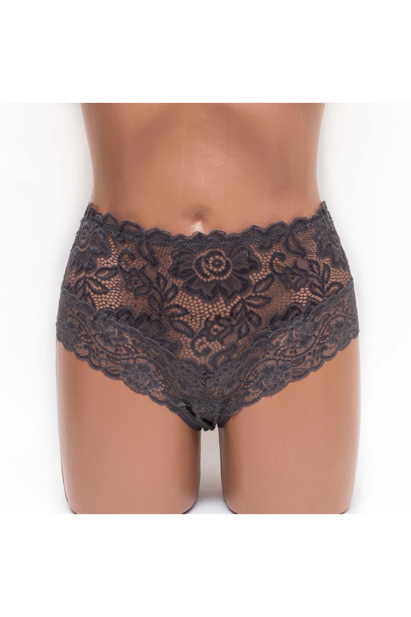 Трусики женские бразилиана кружевные MDL 4307 серый k3428-3