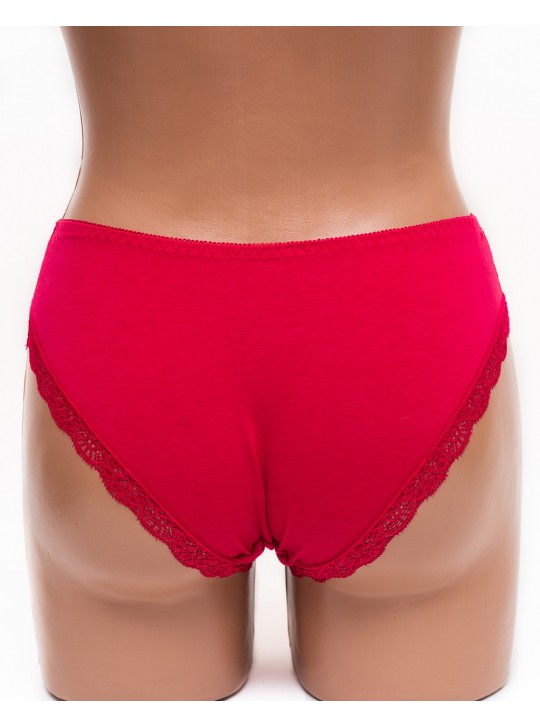 Женские трусики хлопок с кружевом Leonaduty 1865 бордовые k3458-1