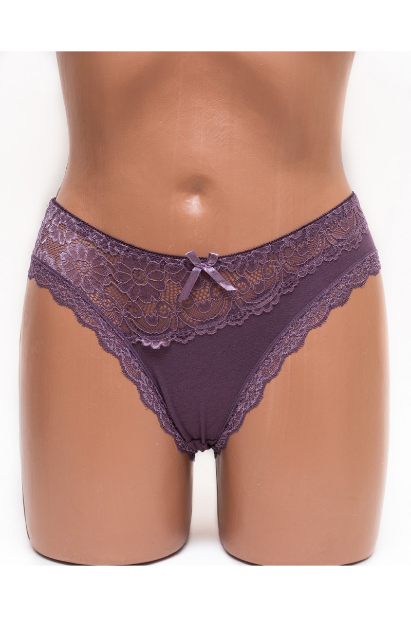 Женские трусики хлопок с кружевом Leonaduty 1865 цвет марсала k3458-3-46