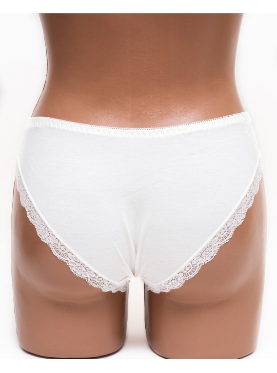 Женские трусики хлопок с кружевом Leonaduty 1865 молочные k3458-4