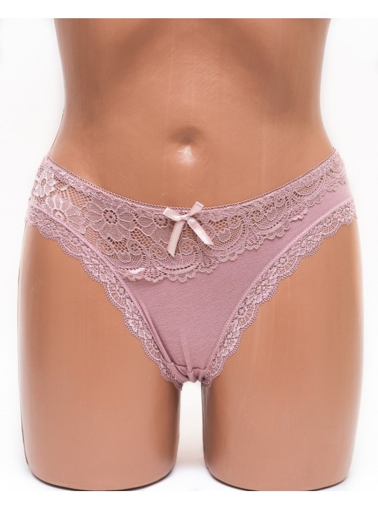 Женские трусики хлопок с кружевом Leonaduty 1865 цвет капучино k3458-5