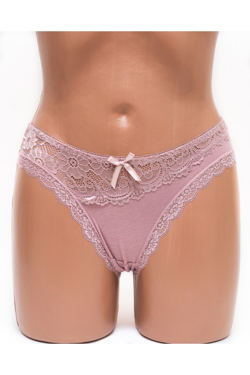 Женские трусики хлопок с кружевом Leonaduty 1865 цвет капучино k3458-5