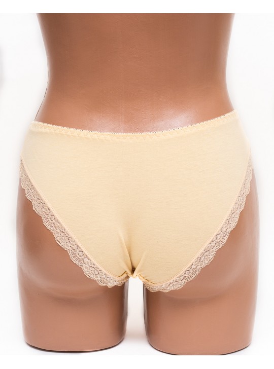 Женские трусики хлопок с кружевом Leonaduty 1865 бежевые k3458-6